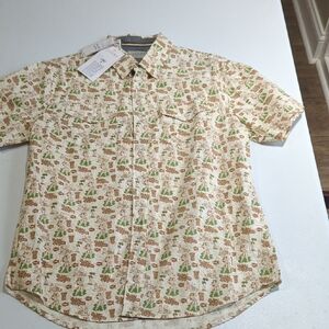 Jachs Men's Cream and Brown Casual Shirt Hula Girls!! NWT!!! AMAZING!!!